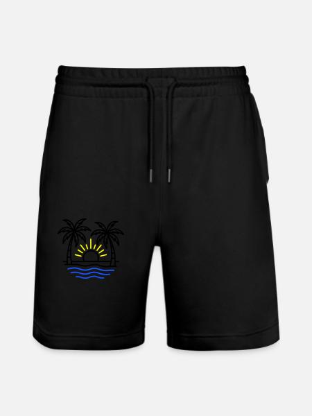 Summer Palm Trees Beach - Stanley/Stella Trainer Unisex Organic Jogging Shorts - black