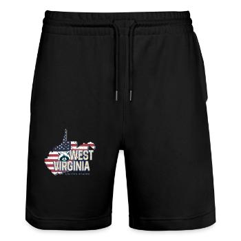 West Virginia Vereinigte Staaten USA Souvenir - Stanley/Stella Unisex Bio Joggingshorts Trainer  - Schwarz - Vorne - Nik (191cm) & Marisol (170cm)