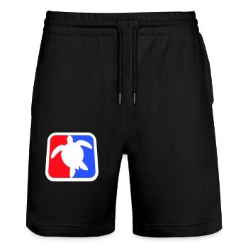 Tortue d’eau sport logo rouge bleu icône cool - Short de jogging bio TRAINER Stanley/Stella unisexe - noir - Devant - Nik (191cm) & Marisol (170cm)