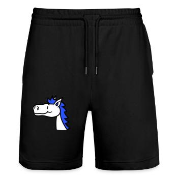 Pferd Süß Pony Fohlen Lange Haare Niedlich Comic - Stanley/Stella Unisex Bio Joggingshorts Trainer  - Schwarz - Vorne - Nik (191cm) & Marisol (170cm)