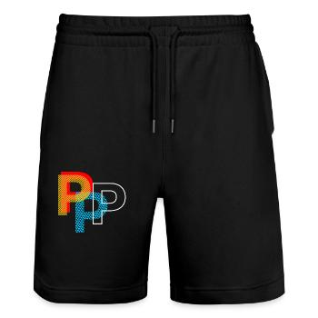 Letter P - Stanley/Stella Trainer Unisex Organic Jogging Shorts - black - Front - Nik (191cm) & Marisol (170cm)