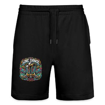 Line Dance Linedance meine Passion mein Glück - Stanley/Stella Unisex Bio Joggingshorts Trainer  - Schwarz - Vorne - Nik (191cm) & Marisol (170cm)