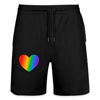 Pride Flagge Herz - Stanley/Stella Unisex Bio Joggingshorts Trainer  - Schwarz - Vorne - Nik (191cm) & Marisol (170cm)
