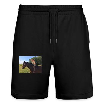 Chevaux - Short de jogging bio TRAINER Stanley/Stella unisexe - noir - Devant - Nik (191cm) & Marisol (170cm)