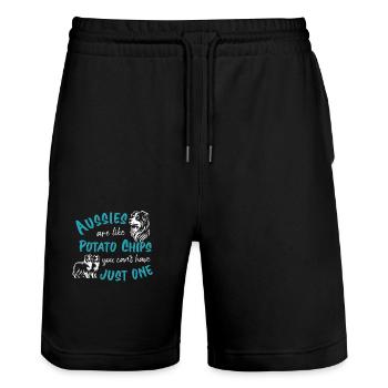 Les Australiens sont comme des croustilles - turquoise - Short de jogging bio TRAINER Stanley/Stella unisexe - noir - Devant - Nik (191cm) & Marisol (170cm)
