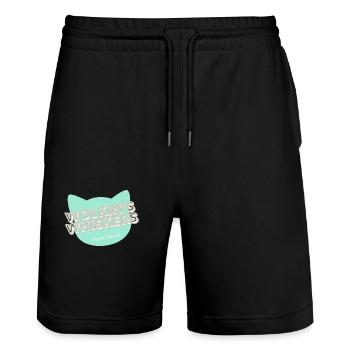 Wolkin's Whiskers - Ein Katzenlogo - Stanley/Stella Unisex Bio Joggingshorts Trainer  - Schwarz - Vorne - Nik (191cm) & Marisol (170cm)