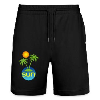 Sonne im Paradies - Stanley/Stella Unisex Bio Joggingshorts Trainer  - Schwarz - Vorne - Nik (191cm) & Marisol (170cm)