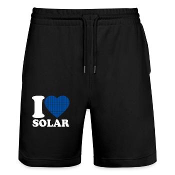 J’aime l’énergie solaire - Cœur - Énergie renouvelable - Short de jogging bio TRAINER Stanley/Stella unisexe - noir - Devant - Nik (191cm) & Marisol (170cm)