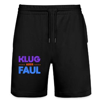 Klug, Aber Faul - Stanley/Stella Unisex Bio Joggingshorts Trainer  - Schwarz - Vorne - Nik (191cm) & Marisol (170cm)