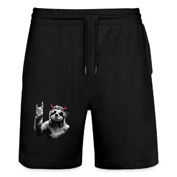 Rocker Sloth - Idée cadeau amusante pour les motards - Short de jogging bio TRAINER Stanley/Stella unisexe - noir - Devant - Nik (191cm) & Marisol (170cm)