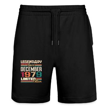 Legendary since December 1979 Vintage December 1979 - Stanley/Stella Trainer Unisex Organic Jogging Shorts - black - Front - Nik (191cm) & Marisol (170cm)