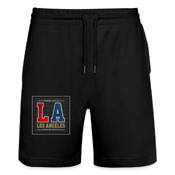 Los Angeles - Short de jogging bio TRAINER Stanley/Stella unisexe - noir - Devant - Nik (191cm) & Marisol (170cm)
