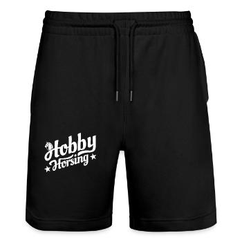 Hobby Horsing - Hobby Cheval - Equitation - Cadeau - Short de jogging bio TRAINER Stanley/Stella unisexe - noir - Devant - Nik (191cm) & Marisol (170cm)