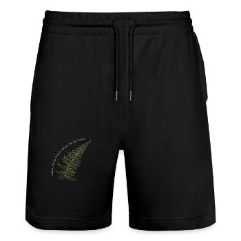 Farn zweifarbig filigran inhale exhale - Stanley/Stella Unisex Bio Joggingshorts Trainer  - Schwarz - Vorne - Nik (191cm) & Marisol (170cm)