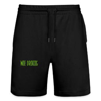 wie drollig - Stanley/Stella Unisex Bio Joggingshorts Trainer  - Schwarz - Vorne - Nik (191cm) & Marisol (170cm)