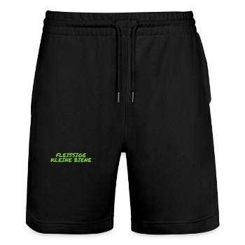 ich arbeite gern - Stanley/Stella Unisex Bio Joggingshorts Trainer  - Schwarz - Vorne - Nik (191cm) & Marisol (170cm)