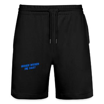 wie können die das wissen? - Stanley/Stella Unisex Bio Joggingshorts Trainer  - Schwarz - Vorne - Nik (191cm) & Marisol (170cm)