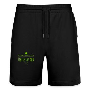 endlich vorbei - Stanley/Stella Unisex Bio Joggingshorts Trainer  - Schwarz - Vorne - Nik (191cm) & Marisol (170cm)