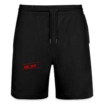 du bist dran - Stanley/Stella Unisex Bio Joggingshorts Trainer  - Schwarz - Vorne - Nik (191cm) & Marisol (170cm)