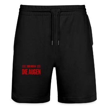 schau mir in die Augen - Stanley/Stella Unisex Bio Joggingshorts Trainer  - Schwarz - Vorne - Nik (191cm) & Marisol (170cm)