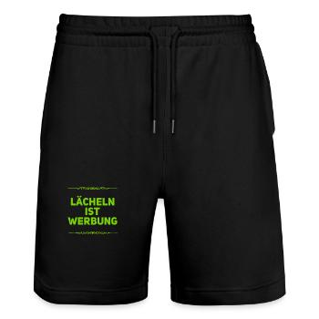 lächeln ist genial - Stanley/Stella Unisex Bio Joggingshorts Trainer  - Schwarz - Vorne - Nik (191cm) & Marisol (170cm)