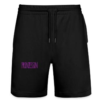 ich bin eine Prinzessin - Stanley/Stella Unisex Bio Joggingshorts Trainer  - Schwarz - Vorne - Nik (191cm) & Marisol (170cm)