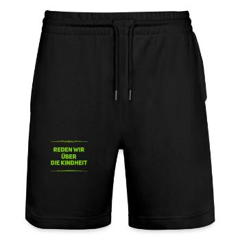 über die Kindheit - Stanley/Stella Unisex Bio Joggingshorts Trainer  - Schwarz - Vorne - Nik (191cm) & Marisol (170cm)