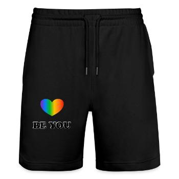 Be You LGBT Rainbow Heart Pride Month - Short de jogging bio TRAINER Stanley/Stella unisexe - noir - Devant - Nik (191cm) & Marisol (170cm)