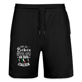 Bébés égaux meilleurs ont un papa Italien - Short de jogging bio TRAINER Stanley/Stella unisexe - noir - Devant - Nik (191cm) & Marisol (170cm)