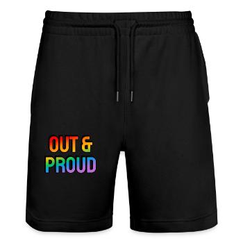 Raus und stolze LGBT-Regenbogen-Pride - Stanley/Stella Unisex Bio Joggingshorts Trainer  - Schwarz - Vorne - Nik (191cm) & Marisol (170cm)