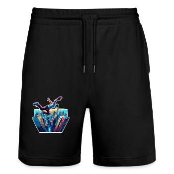 Parkour - Stanley/Stella Trainer Unisex Organic Jogging Shorts - black - Front - Nik (191cm) & Marisol (170cm)