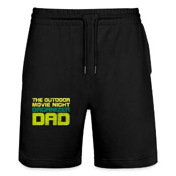 The Outdoor Movie Night Organizer Dad - Stanley/Stella Unisex Bio Joggingshorts Trainer  - Schwarz - Vorne - Nik (191cm) & Marisol (170cm)