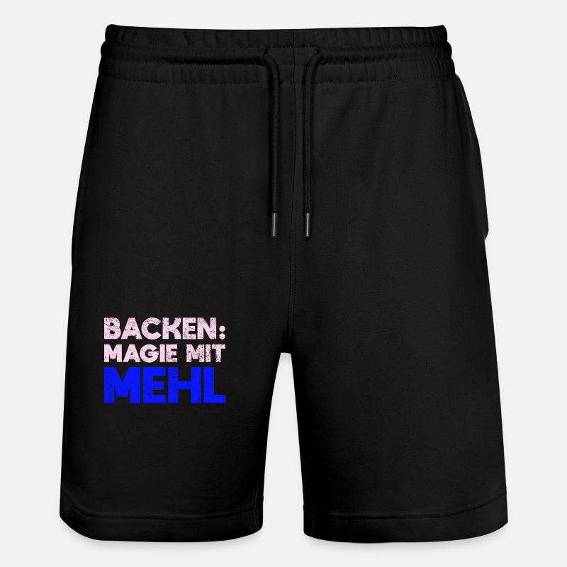 Backen: Magie Mit Mehl - Stanley/Stella Unisex Bio Joggingshorts Trainer  - Schwarz