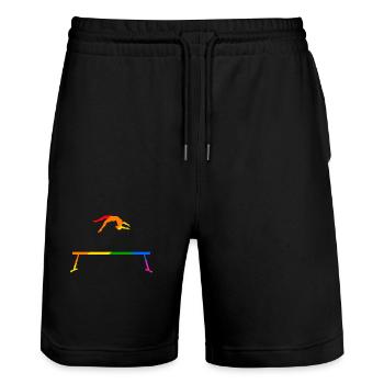 Gymnastique sur poutre arc-en-ciel - Short de jogging bio TRAINER Stanley/Stella unisexe - noir - Devant - Nik (191cm) & Marisol (170cm)