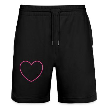 Rosa Herz, Valentinstag Geschenk - Stanley/Stella Unisex Bio Joggingshorts Trainer  - Schwarz - Vorne - Nik (191cm) & Marisol (170cm)