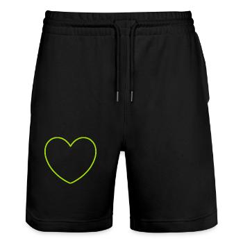green heart green gift valentine's day - Stanley/Stella Trainer Unisex Organic Jogging Shorts - black - Front - Nik (191cm) & Marisol (170cm)