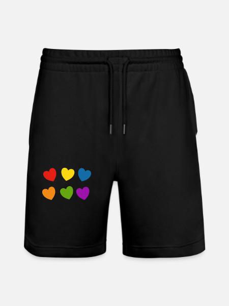 Rainbow hearts Pride - Stanley/Stella Trainer Unisex Organic Jogging Shorts - black
