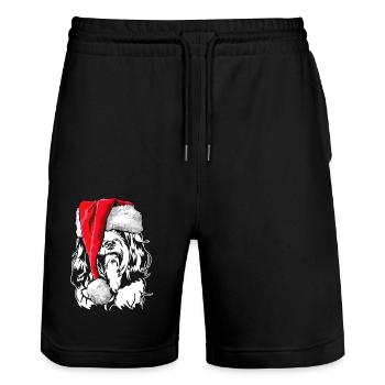 Santa Tibetan Terrier Christmas Dogs Wilsigns - Stanley/Stella Trainer Unisex Organic Jogging Shorts - black - Front - Nik (191cm) & Marisol (170cm)