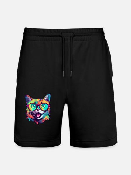 crazy cat - Stanley/Stella Trainer Unisex Organic Jogging Shorts - black