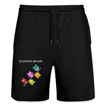 Eulersche just, hiboux, cadeau pour mathématiciens - Short de jogging bio TRAINER Stanley/Stella unisexe - noir - Devant - Nik (191cm) & Marisol (170cm)