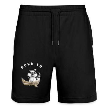 Zum Paddeln oder Rudern Geboren Waschbär Geschenk - Stanley/Stella Unisex Bio Joggingshorts Trainer  - Schwarz - Vorne - Nik (191cm) & Marisol (170cm)