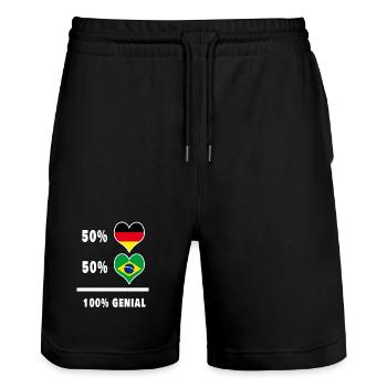 Deutschland und Brasilien Genial / Geschenk - Stanley/Stella Unisex Bio Joggingshorts Trainer  - Schwarz - Vorne - Nik (191cm) & Marisol (170cm)