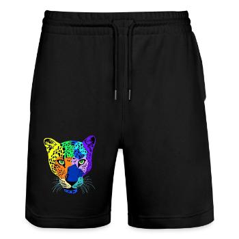 Kunterbunte Safari - Stanley/Stella Unisex Bio Joggingshorts Trainer  - Schwarz - Vorne - Nik (191cm) & Marisol (170cm)