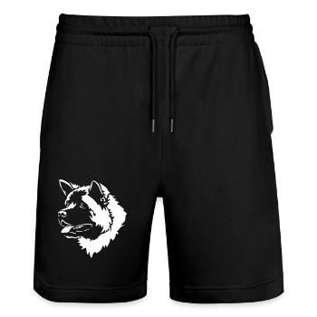 American Akita Kopf "Black Edition" - Stanley/Stella Unisex Bio Joggingshorts Trainer  - Schwarz - Vorne - Nik (191cm) & Marisol (170cm)