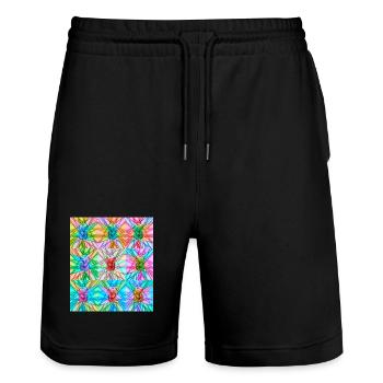 Boîte vibrante et motif de lumière abstrait - Short de jogging bio TRAINER Stanley/Stella unisexe - noir - Devant - Nik (191cm) & Marisol (170cm)