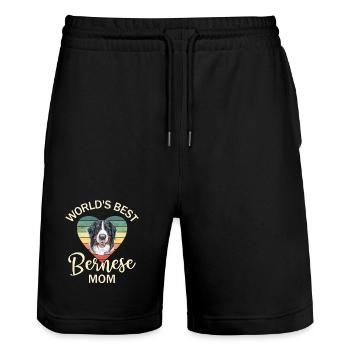 Bouvier bernois - Short de jogging bio TRAINER Stanley/Stella unisexe - noir - Devant - Nik (191cm) & Marisol (170cm)
