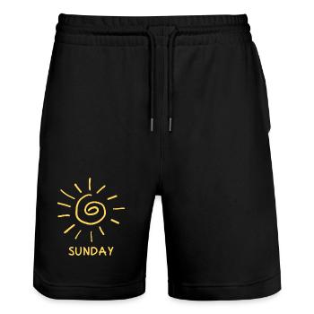 Sunny Spiral Sun Sunday Handgezeichnetes Tee - Stanley/Stella Unisex Bio Joggingshorts Trainer  - Schwarz - Vorne - Nik (191cm) & Marisol (170cm)