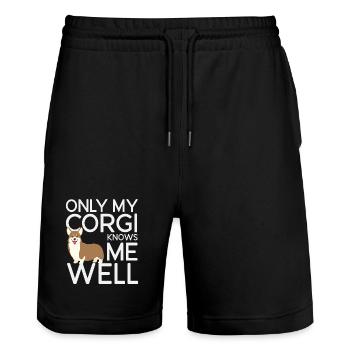 Nur mein Corgi kennt mich gut - Stanley/Stella Unisex Bio Joggingshorts Trainer  - Schwarz - Vorne - Nik (191cm) & Marisol (170cm)