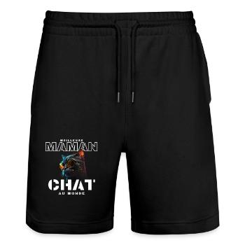 Meilleure Maman Chat Mondiale - Short de jogging bio TRAINER Stanley/Stella unisexe - noir - Devant - Nik (191cm) & Marisol (170cm)