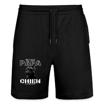 Meilleur Papa Chien Au Monde - Short de jogging bio TRAINER Stanley/Stella unisexe - noir - Devant - Nik (191cm) & Marisol (170cm)